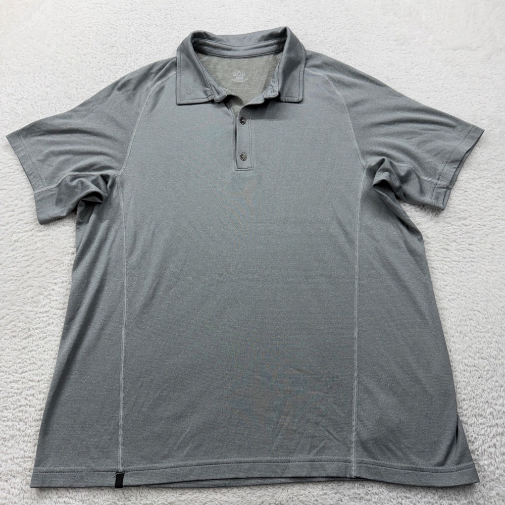 QOR Mens Polartec Wool Blend Polo Shirt Heather‎ Grey Short Sleeve Large L